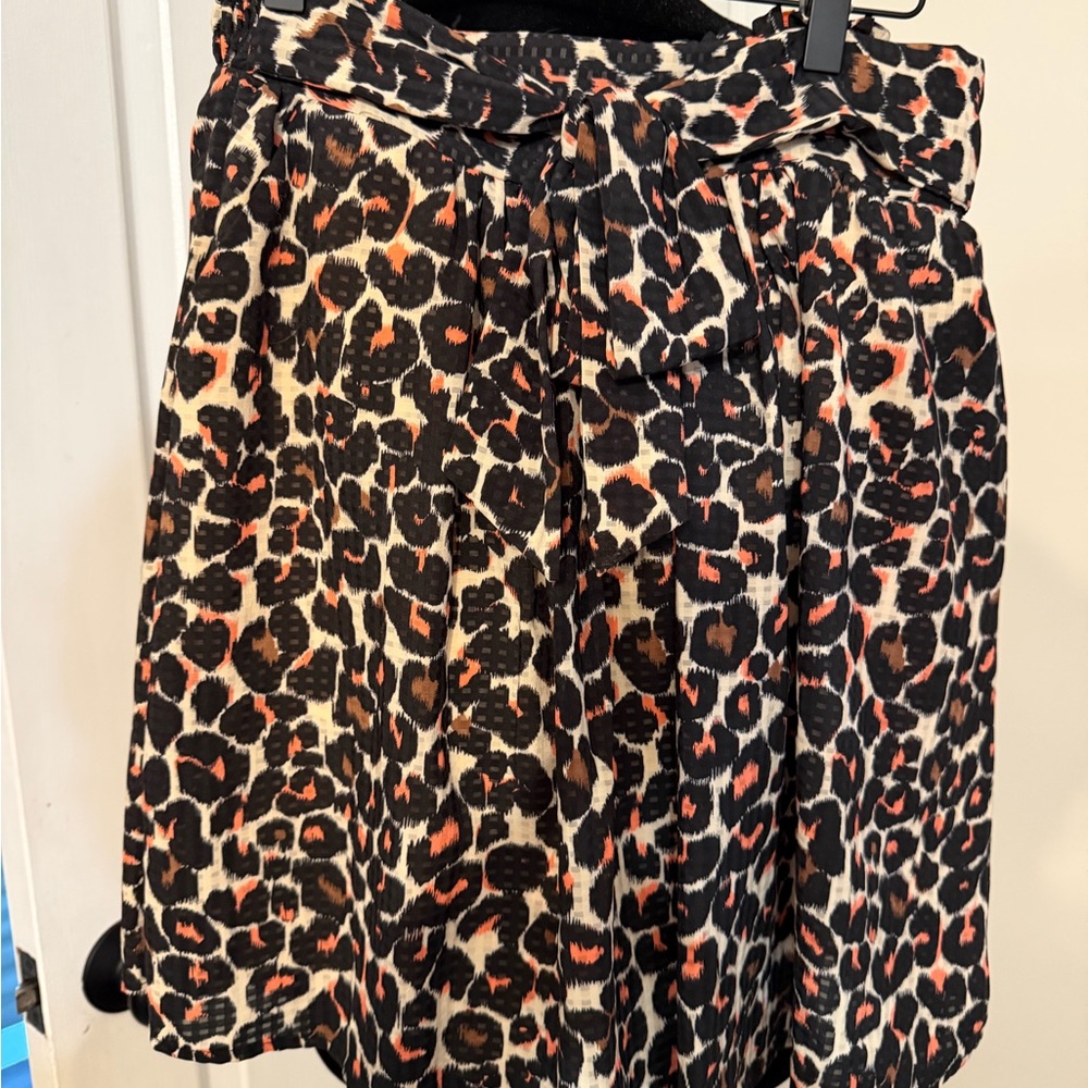 Who What Wear Black and Orange Animal Print A-Line Skirt
